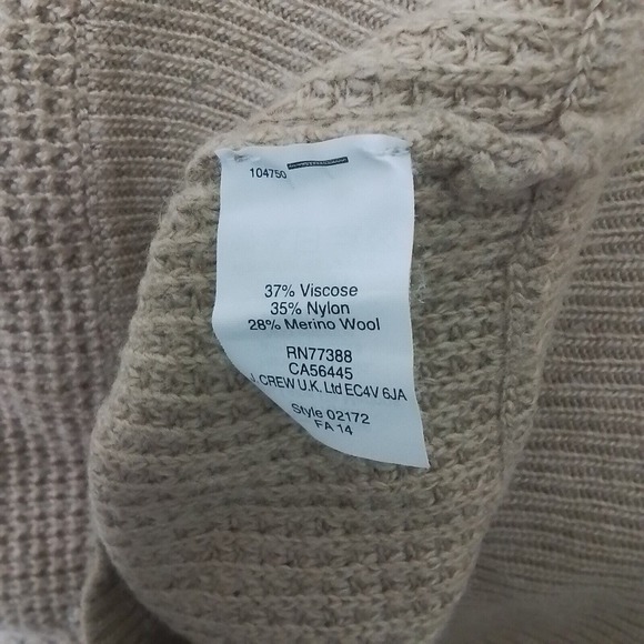 J.Crew Merino Wool Blend Waffle Knit Sweater‎ Size XS in Tan - Picture 10 of 10